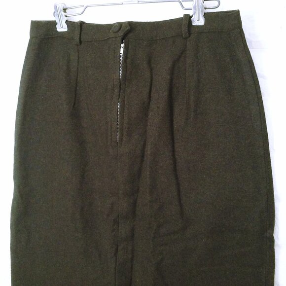 Vintage 60s Wiggle Pencil Skirt Lady-10 Wool Kick Pleat Metal Zip Top-Stitch - Picture 7 of 8